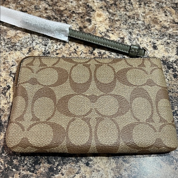 Coach Signature Coated Canvas Corner Zip Wristlet - Picture 4 of 5